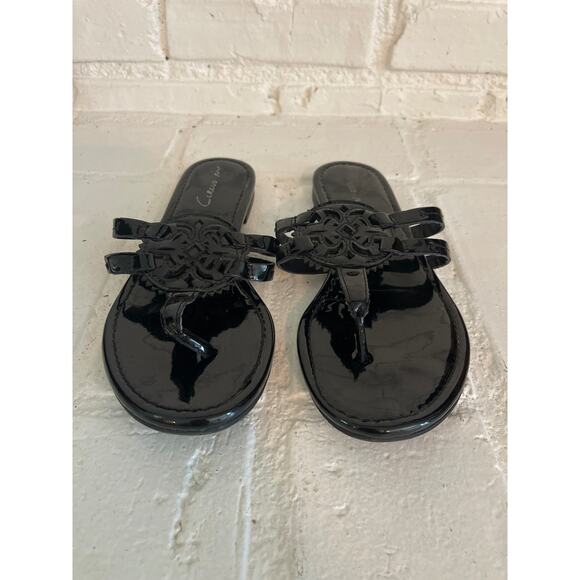Sam Edelman Circus NY Canyon Black Medallion Cushioned Sandal Size 7 - Picture 2 of 5